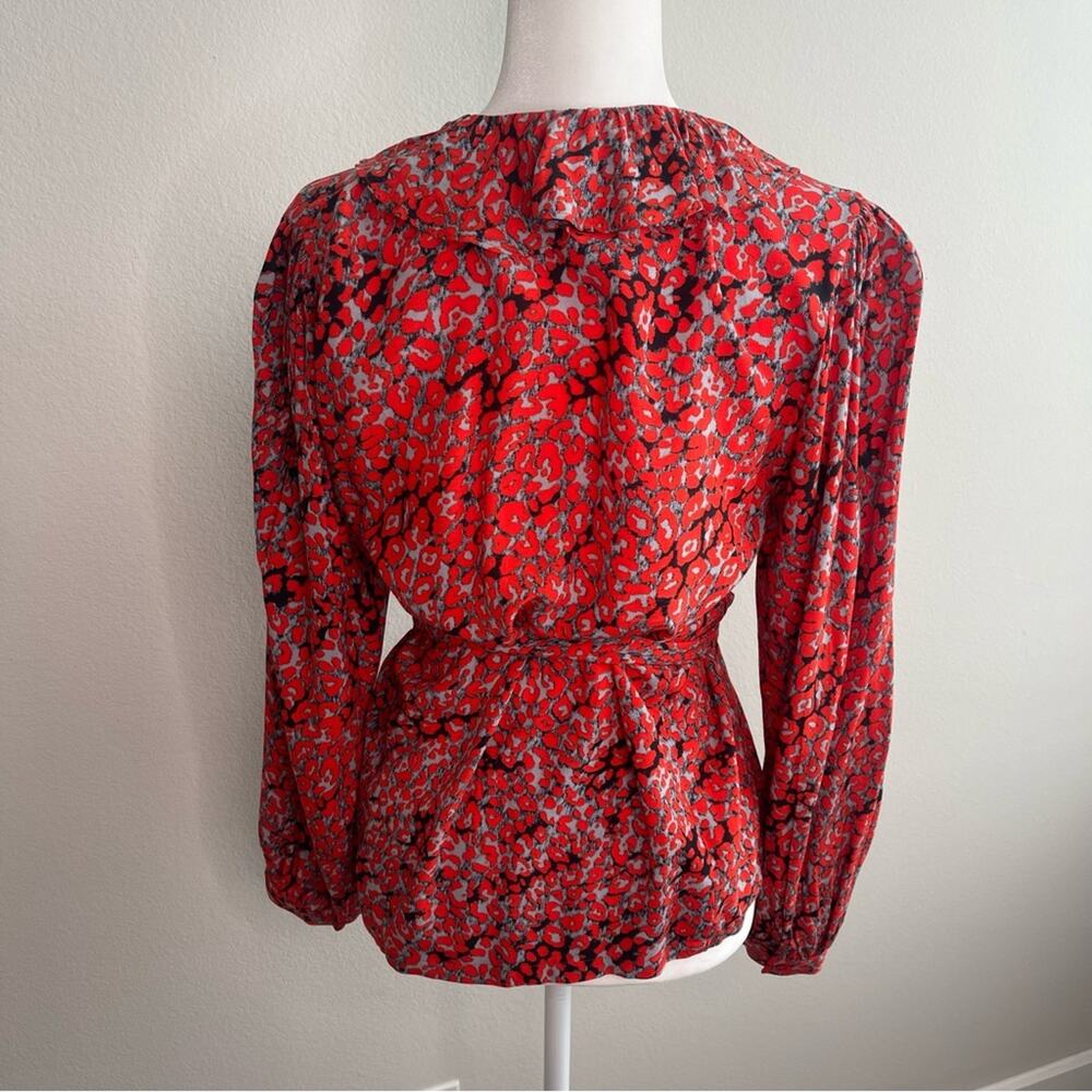 Maje Lito Leopard-Print Wrap Top M - image 6